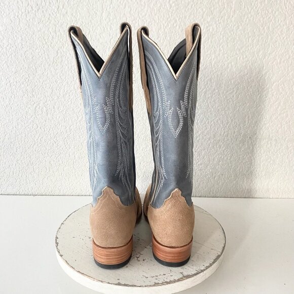 Lane Womens Square Toe Cowboy Boots 7.5 Blue Brown Suede Western Cowgirl Tall - Picture 3 of 11